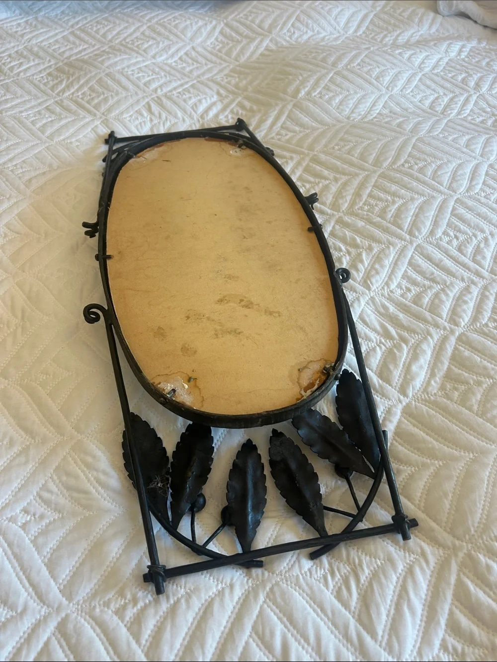 Ornate Black Metal Leaf Wall Mirror